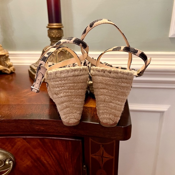 EUC Loeffler Randall Charley Leopard Knotted Bow Wedge Espadrille Sandals 8.5 B - Picture 6 of 7